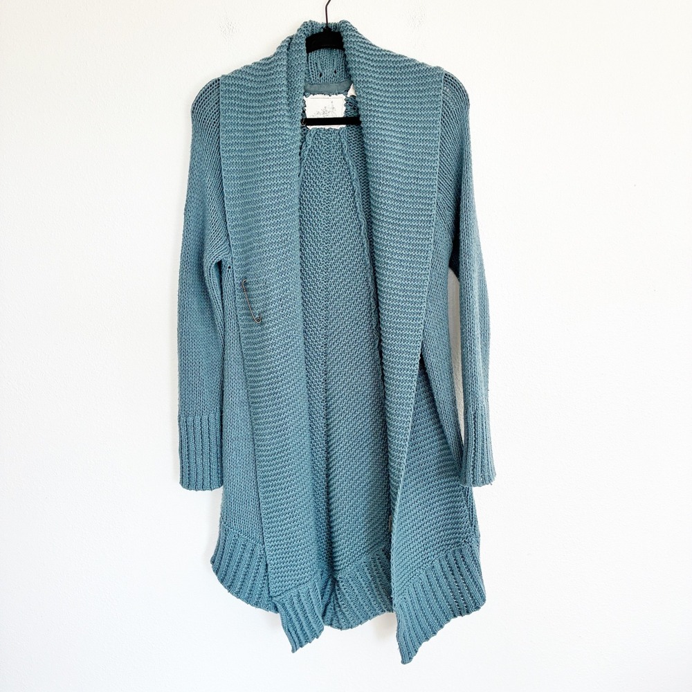 Angel of the North Chunky Sweater Womens S Blue Open Cardigan Cottagecore Boho